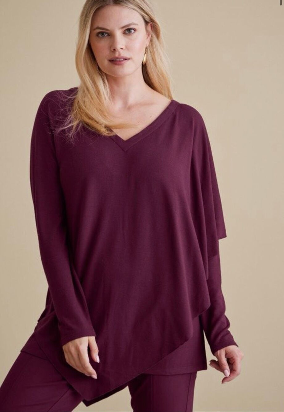 NWT Soft Surroundings Madeline Tunic Asymmetric Purple Wine Size L
